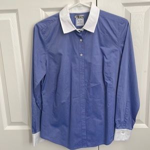 Blue, white collar and cuffs, shirt